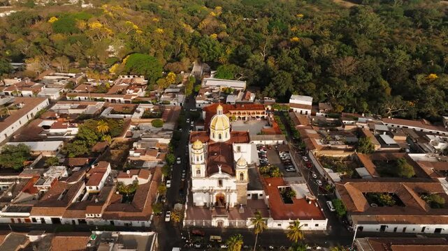 Drone Shot Of Comala Town At Sunset In Colima, Mexico