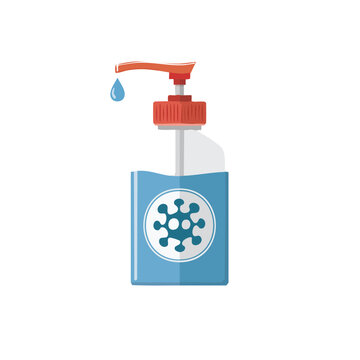 Hand Sanitizer Bottle with Coronavirus Symbol