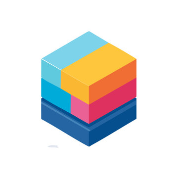 Isometric colorful stacked cubes vector illustration