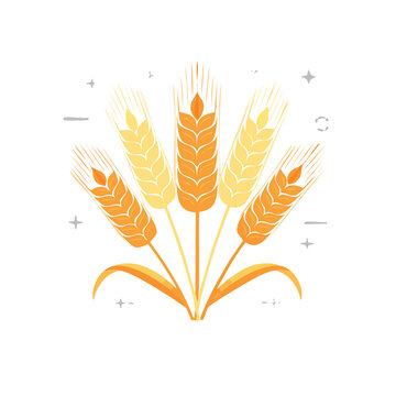 Wheat stalks with leaves and decorative elements