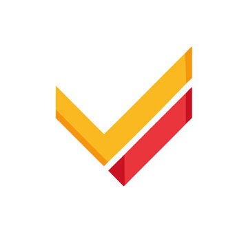 Abstract geometric shape with checkmark form