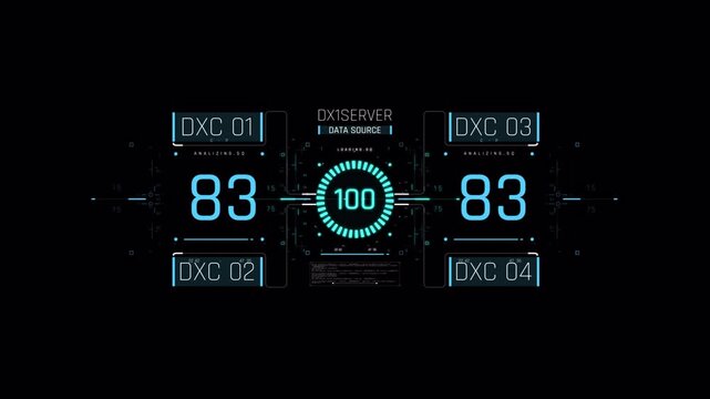 Futuristic Digital Data Dashboard Interface with Dynamic HUD Elements.