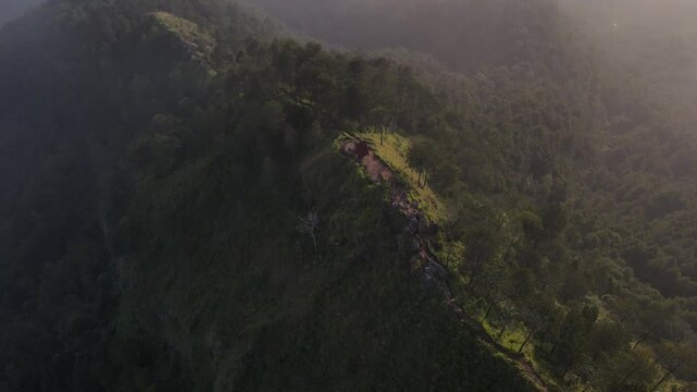 Aerial view of the Mount Andong climbing route from post 3 via the Temukidul basecamp route.