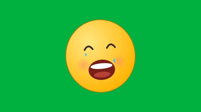 Animated Face With Tears of Joy Emoji Icon on Green Background