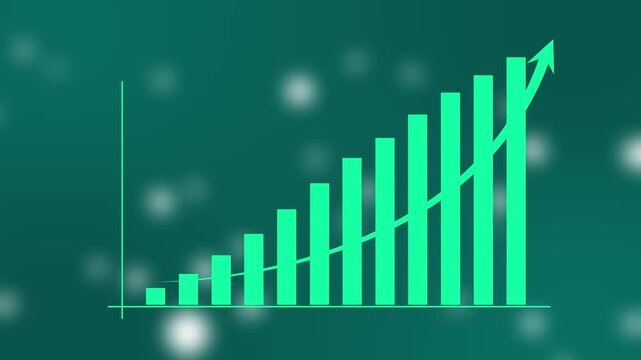 Business graph growth concept in allusive graph chart showing marketing sales profit increasing to future target. Excellent financial status of corporate business going, 4k quality graph animation.