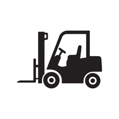 Fototapeta premium Forklift Icon Fork Lift Delivery Loading Loader Truck Hoist Black White Silhouette