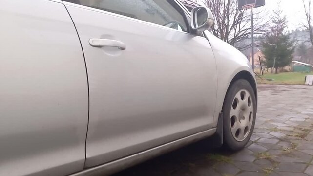 Solid Thud and Metallic Latch Clunk of Passenger Door Closing_Close-up on Open Right Front Door Being Shut