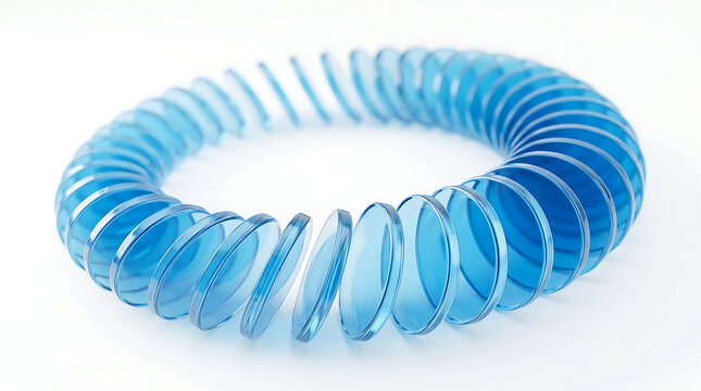 Blue translucent coiled spring abstract