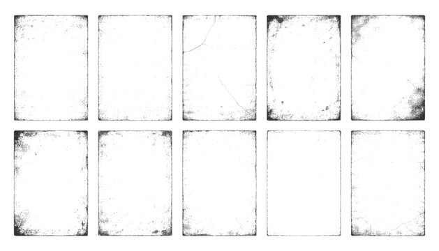 Grunge frame with overlay texture. Old dirty concrete background with cracks and scratches. Distressed grainy surface. Vintage urban backdrop. Scraped and stained design element. Vector illustration