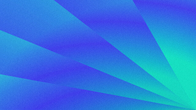 Textured grainy noise abstract backdrop with radial diagonal fan lines, smooth gradient shifting deep violet blue to soft mint teal cool tones. 