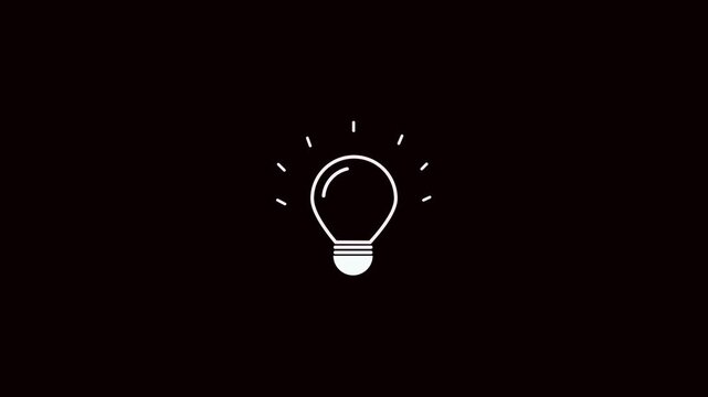 Light bulb line icon vector, isolated on white background.4k animation video