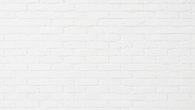 White painted brick wall background with horizontal brick pattern, subtle mortar lines and a clean textured surface ideal for backdrops and design mockups