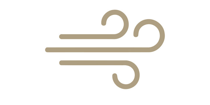Stylized wind air flow symbol icon isolated on transparent background