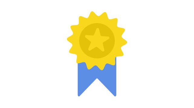 Golden star award medal icon animation isolated on white background