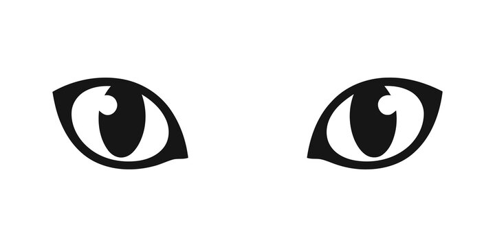 A pair of dark grey eyes on a solid black background on transparent background