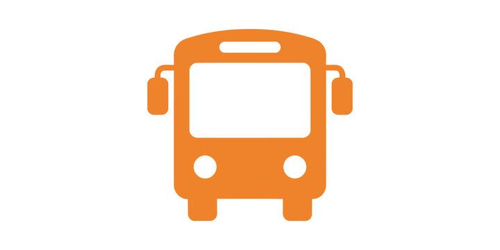 Orange bus icon front view isolated on transparent background