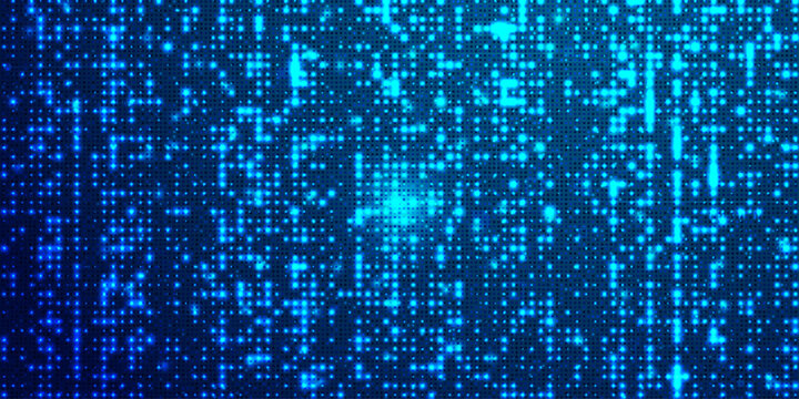 Digital data cloud background with central glowing burst of blue particles and tech texture for high speed internet.