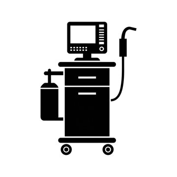 Medical anesthesia machine vector silhouette illustration icon on white background