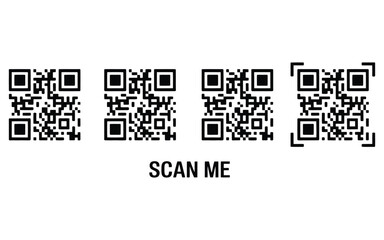 Fototapeta premium scan me qr code icon vector illustration with fake qr pattern design, encrypted information symbol, mobile scanning interface graphic, modern digital technology label for payment, marketing, packaging