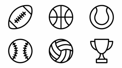 Fototapeta premium Various sports equipment icons displayed on a clean background