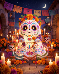 Fototapeta premium Süßer Geist im Dia De Los Muertos Design