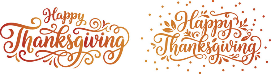 Happy thanksgiving typography lettering design isolated on transparent background © Shipu