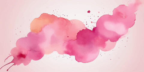Abstract pink watercolor background with paint splashes, ink blots and artistic brush texture, colorful grunge paper illustration design with decorative stains and splatter elements © Obaidur
