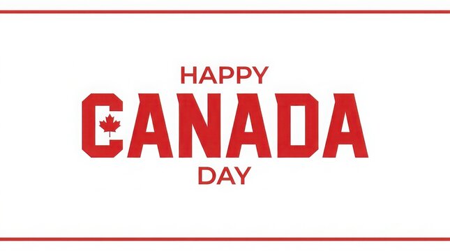 Happy canada day text graphic isolated on white background