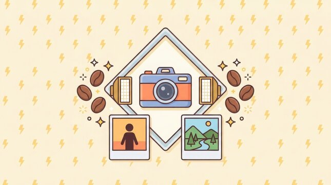 Photography and coffee concept illustration