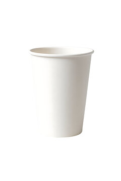 Blank white paper cup mockup isolated on transparent background