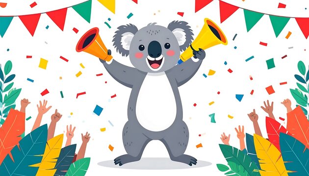 Panda sitting on colorful geometric patterned background.