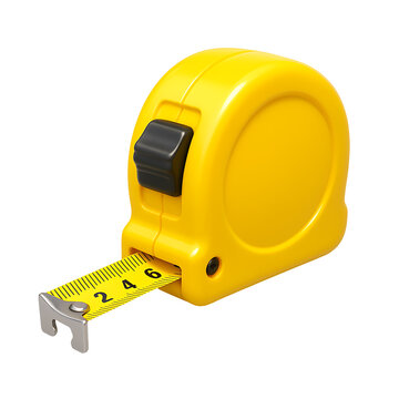 Retractable measuring tape tool isolated on transparent background