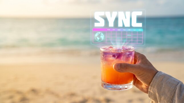 WorkFromAnywhere-POVCocktailBeach-ARScheduleSync-CleanHUD