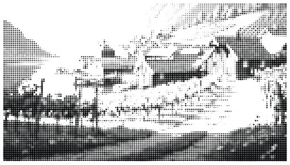 Detailed city map with streets and buildings in black and white vector style © Fahmida