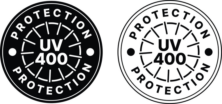 UV 400 Protection Badge Collection, Sunglasses Ultraviolet Protection Certification Label Vector