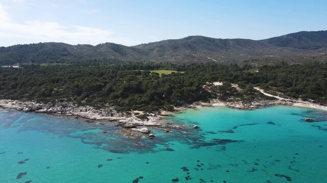 Amazing view of Sithonia coastline near Orange Beach, Chalkidiki, Central Macedonia, Greece
