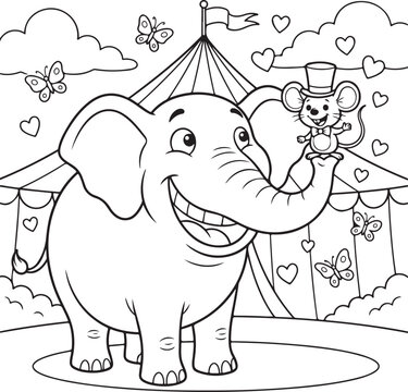 Cute cartoon characters coloring page for kids, vector outline illustration