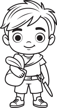Cute cartoon characters coloring page for kids, vector outline illustration