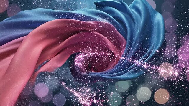 Abstract Watercolor Background with Flowing Blue and Purple Waves Colorful Smoke Texture Fractal Galaxy Spiral Light Motion Illustration Wallpaper Design Space