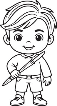 Cute cartoon characters coloring page for kids, vector outline illustration