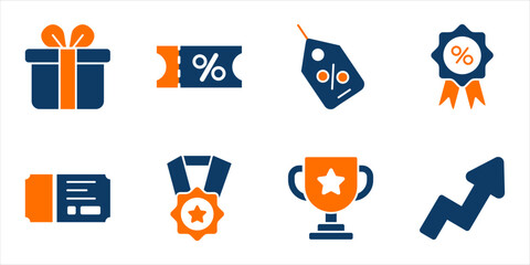 Fototapeta premium Sales And Promotion Icons Set. Discount campaign reward and marketing icons