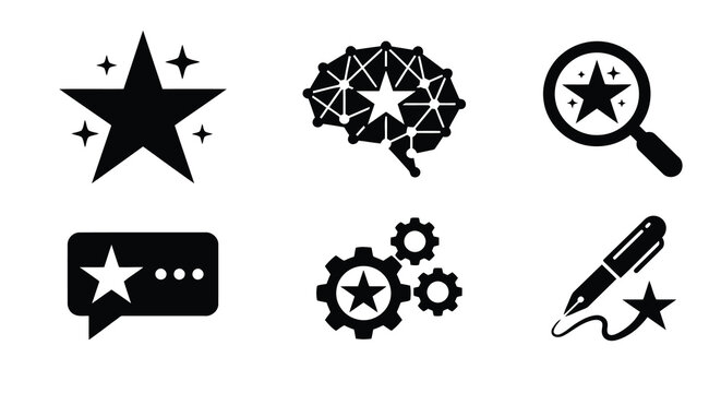 Star themed Icons Collection Black Silhouette Vector Graphics On White Background shape starburst starfield