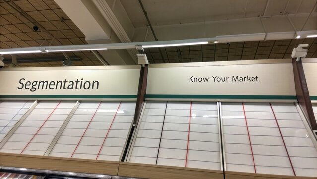 Segmentation Display with Market Insight Signage in Modern Retail Environment for Business Strategy and Marketing
