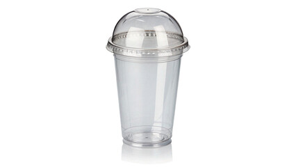Empty blank clear transparent plastic takeaway cup mockup with dome lid isolated on transparent background Png cut out ©  Morozova-png