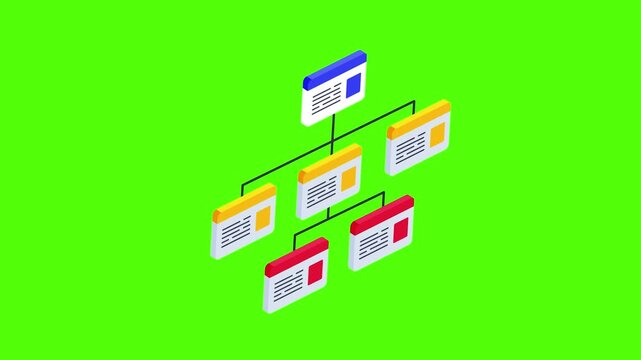 Website flowchart structure network connection concept on green screen background 4k animation video