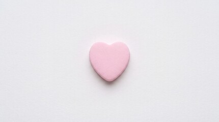 Obraz premium Single pink pastel heart shape candy isolated on white background symbol of love romance valentine day concept minimal style.