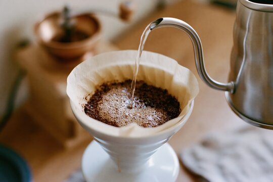 The Pourover Coffee Dripper in a Cozy Rustic Kitchen Setting