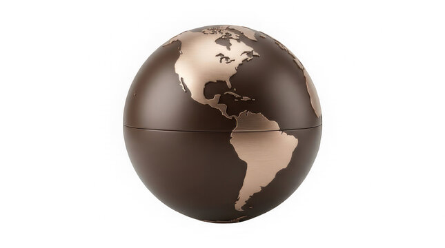 Chocolate globe with continental outlines 3d rendering