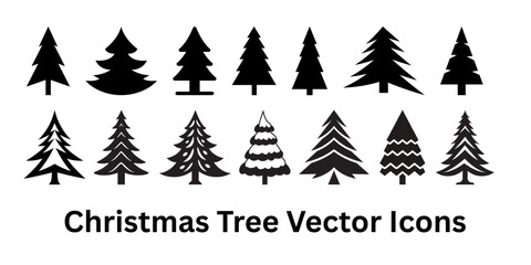 Obraz premium Christmas tree vector icons set. 