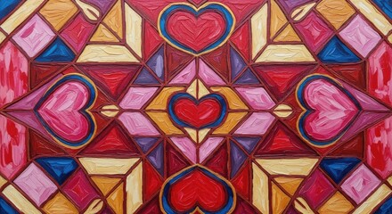 Fototapeta premium Colorful geometric heart mosaic pattern design